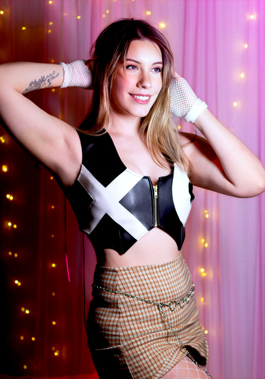 Verosika Faux Leather Crop Top