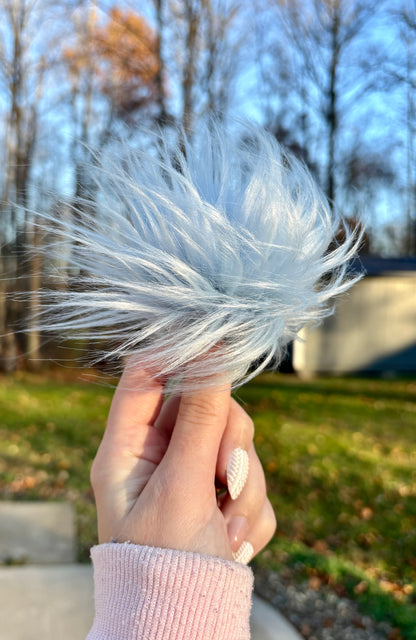 Faux Fur Light Blue Pom 5"