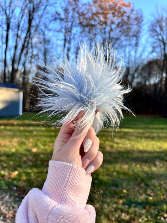 Faux Fur Light Blue Pom 5"