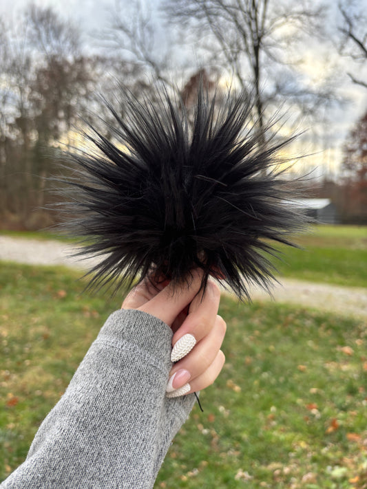 Faux Fur Black Pom 5"