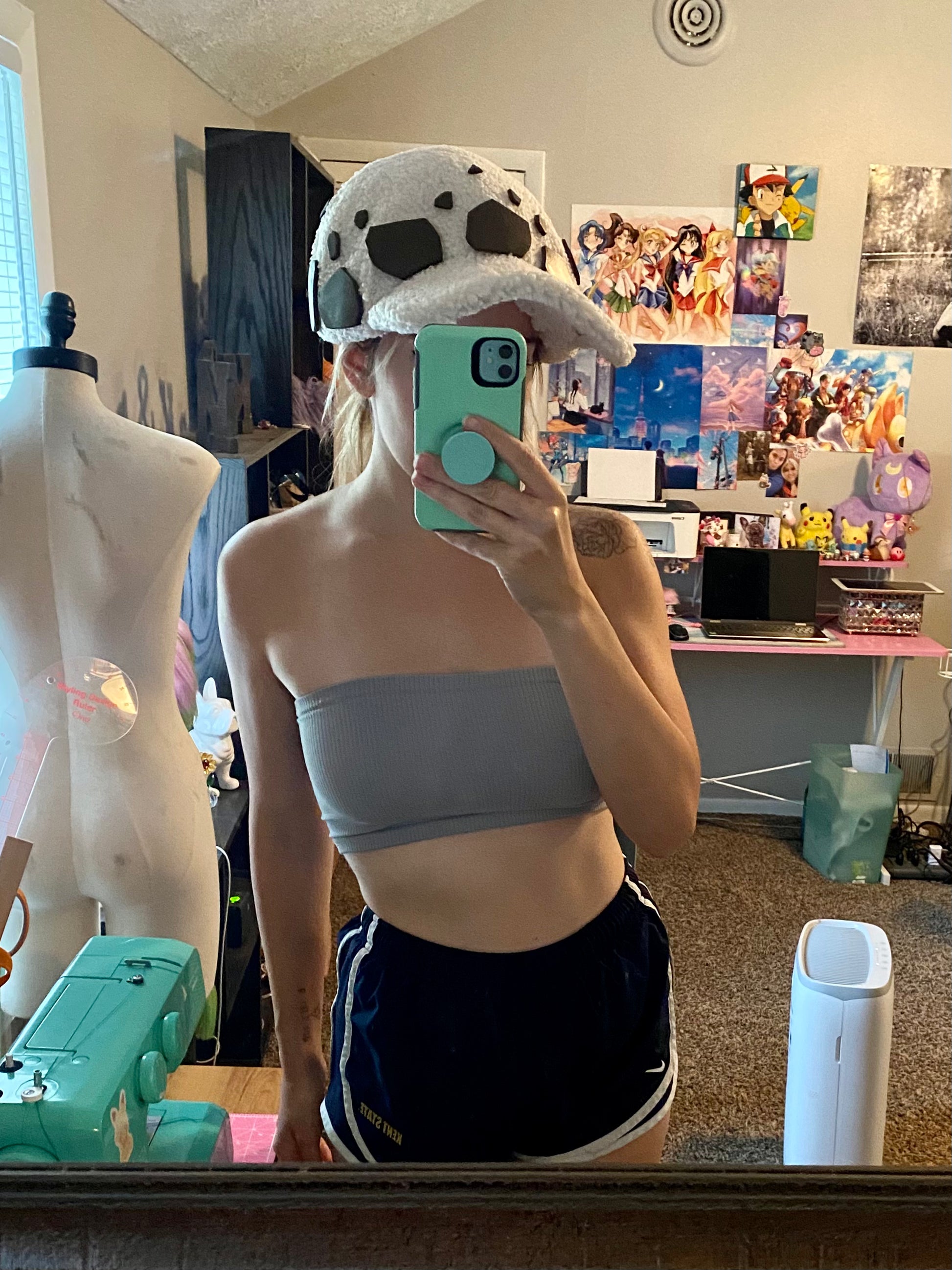 Law from One Piece Cosplay Hat Sewing foamwork. on Natalie Vaia