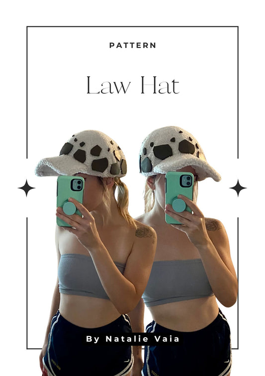Law Hat pattern cover made by Natalie Vaia and inspired by One Piece