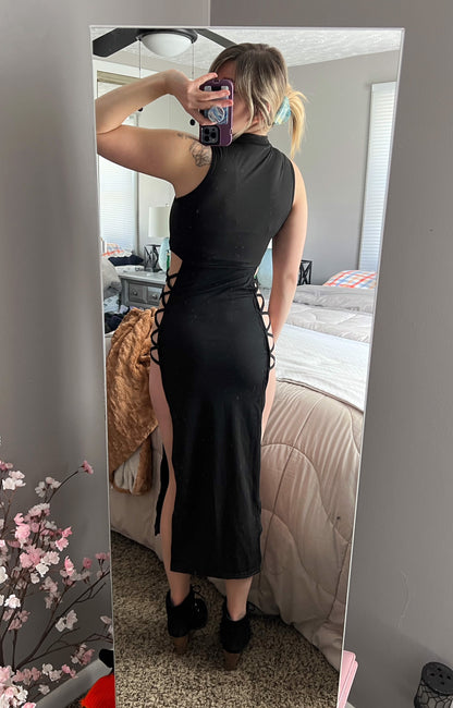 High Neck Strappy Side Cut Out Dress Cosplay Yunkie High Neck Strappy Side Cut Out Dress Cosplay Yunkie
